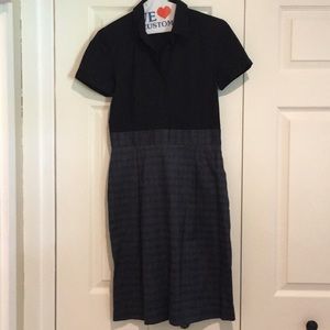 Theory Dress Black Collared with Plaid Skirt